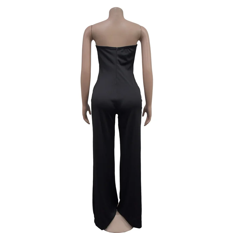 2024 Strapless Sleeveless Women Sexy Loose Wide Leg Jumpsuits Party Summer Backless Cut Out Night Club Jumpsuit Rompers Ladies