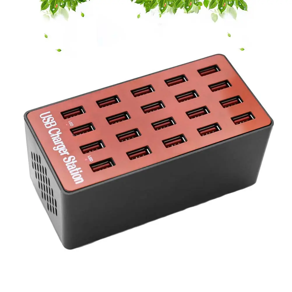 20 Ports USB Charger 16A Charger Desktop Power Adapter Multiple Protection Compatible Smartphones Tablets
