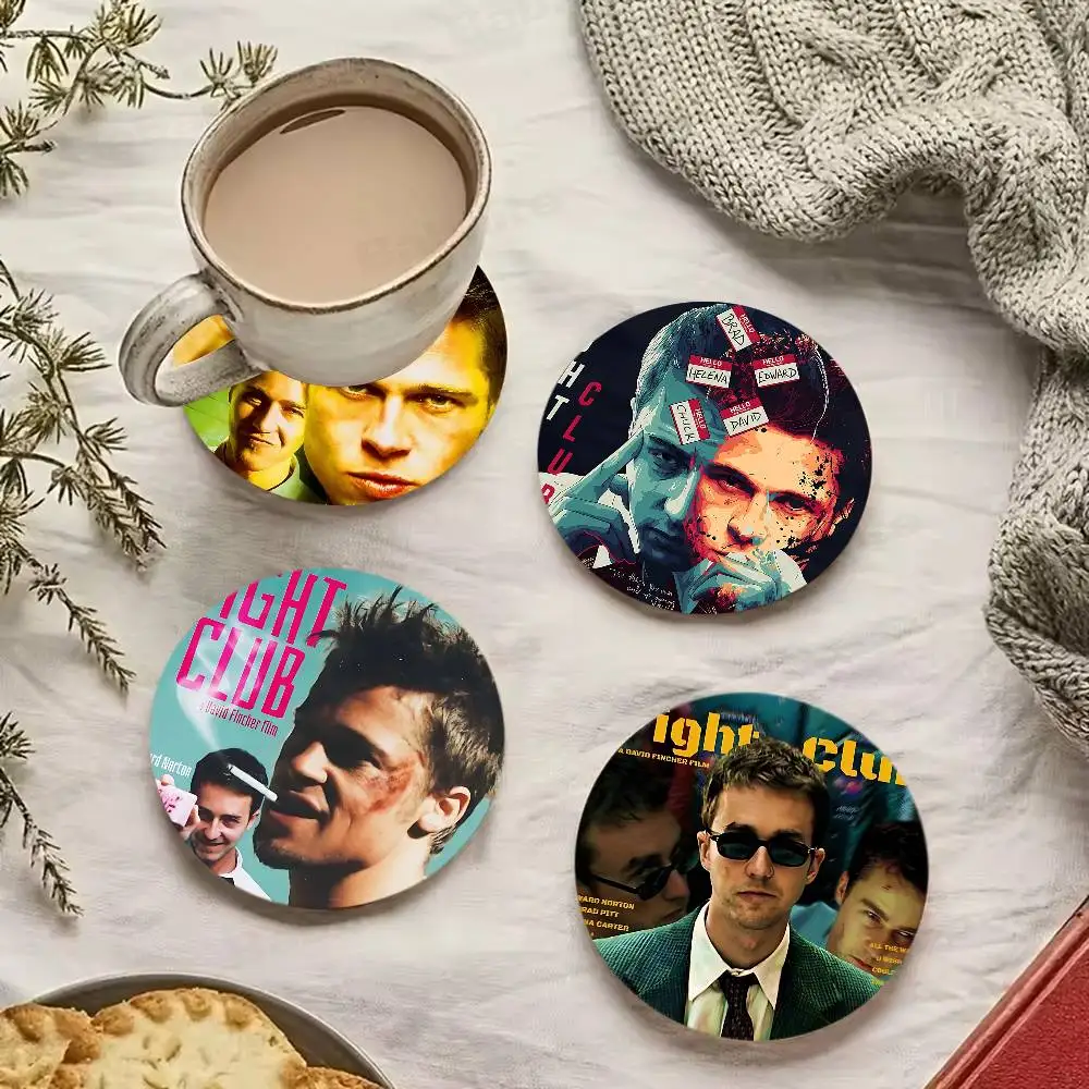 Cult Movie Fight Club Coasters Suitable for daily family gathering decoration, kitchen, anti-slip wooden coasters