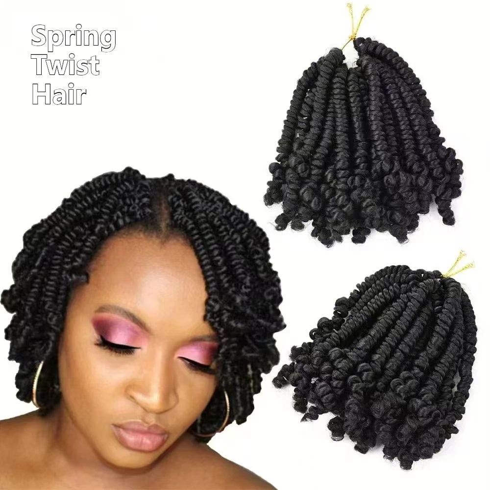 قصيرة العاطفة تويست الضفائر 6 بوصة كروشيه اصطناعي جديلة أسود براون تجديل رقيق الربيع تويست الشعر التمديد للنساء السود #1