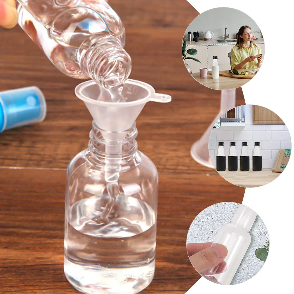 1Set Mini Liquor Bottles Transparent Empty Seasoning Bottles Spill Proof Lids Travel Portable Reusable Beverage Container view 4