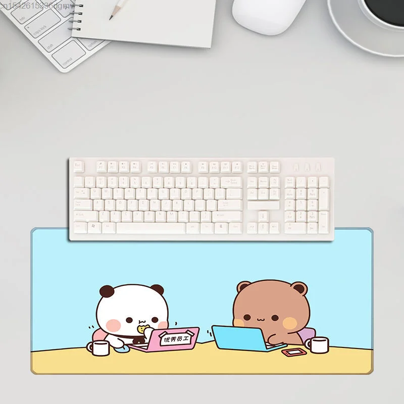 Kawaii Bubu And Dudu Panda Anime Large Gaming Mouse Pad Setup Table Pad Compute Mouse Mat Gamer Stitching Desk Accessorie Mat