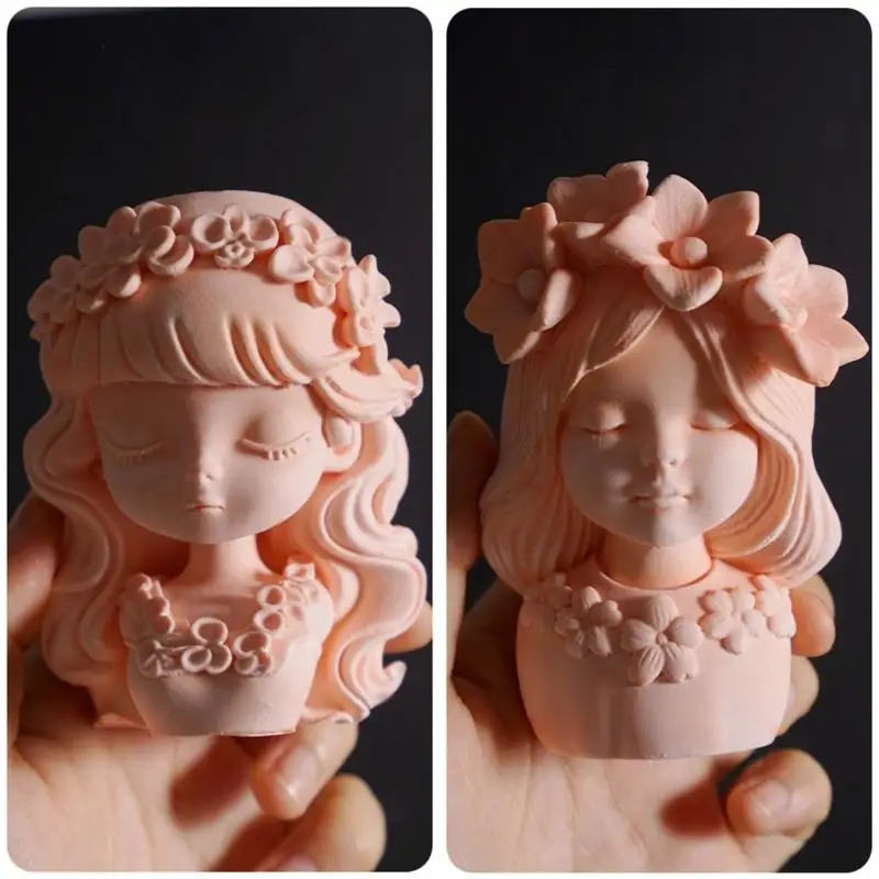 652F Detailed Elastomer Rosin Cast Blossomy Chaplet Girl Molded Farmer For Home Deck And Craft Enthusiasts