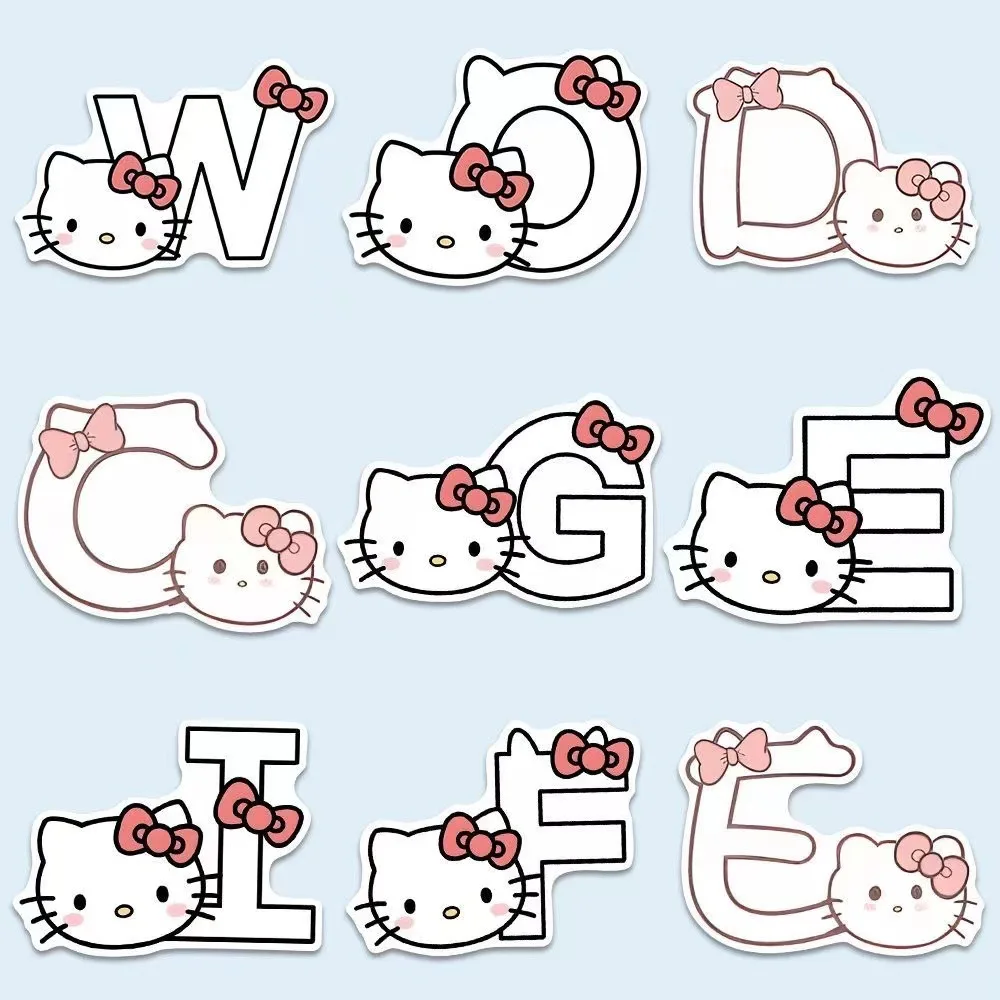 10/30/50PCS Sanrio Cartoon Cute Letters Hello Kitty Stickers Fun Funny Graffiti DIY Guitar Water Cup Wardrobe Stickers Kids Toy