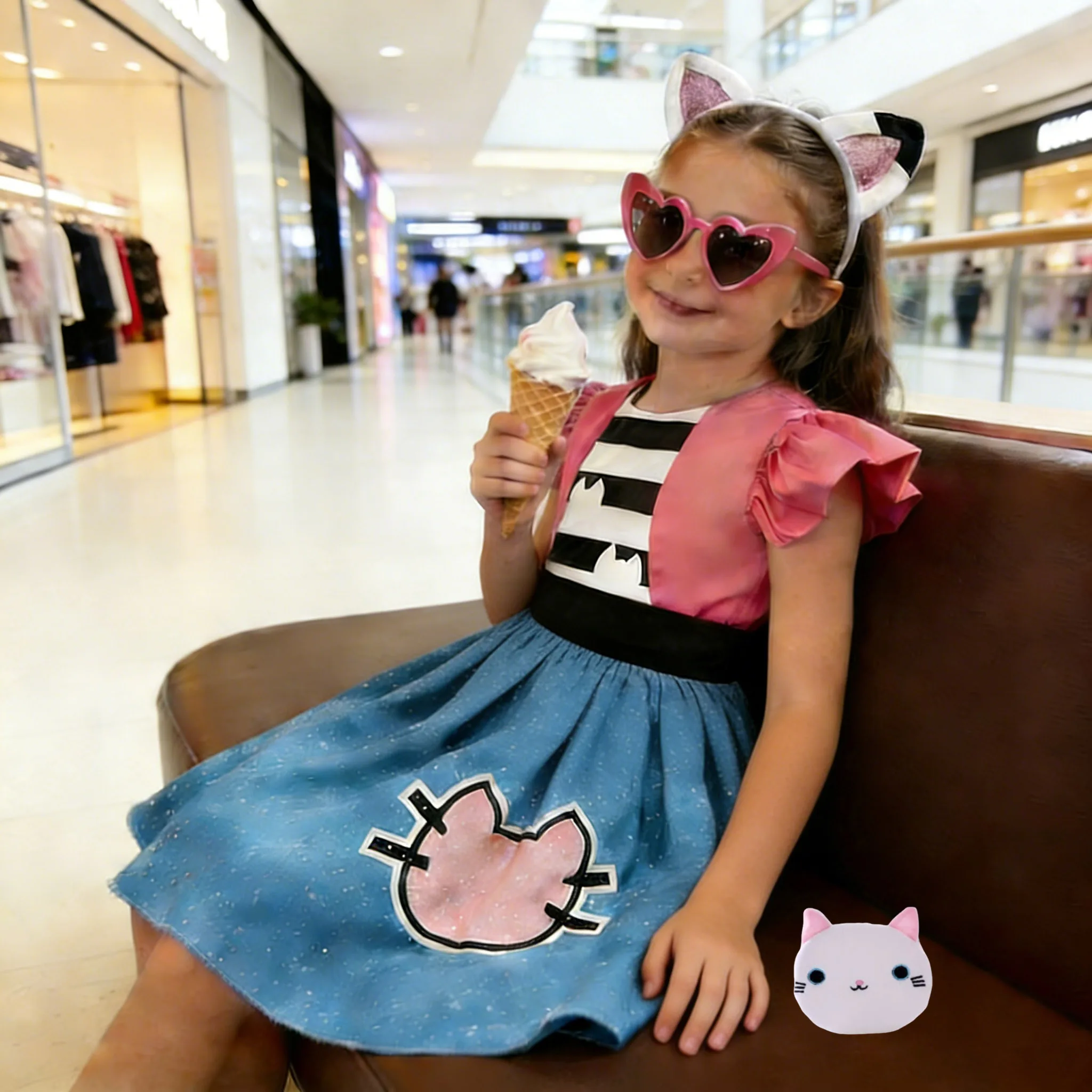 Girls Cartoon Cat Dress Up Costume playHouse Cartoon Role Playing Princess Dress and accessories Children Girls Game Play Theme