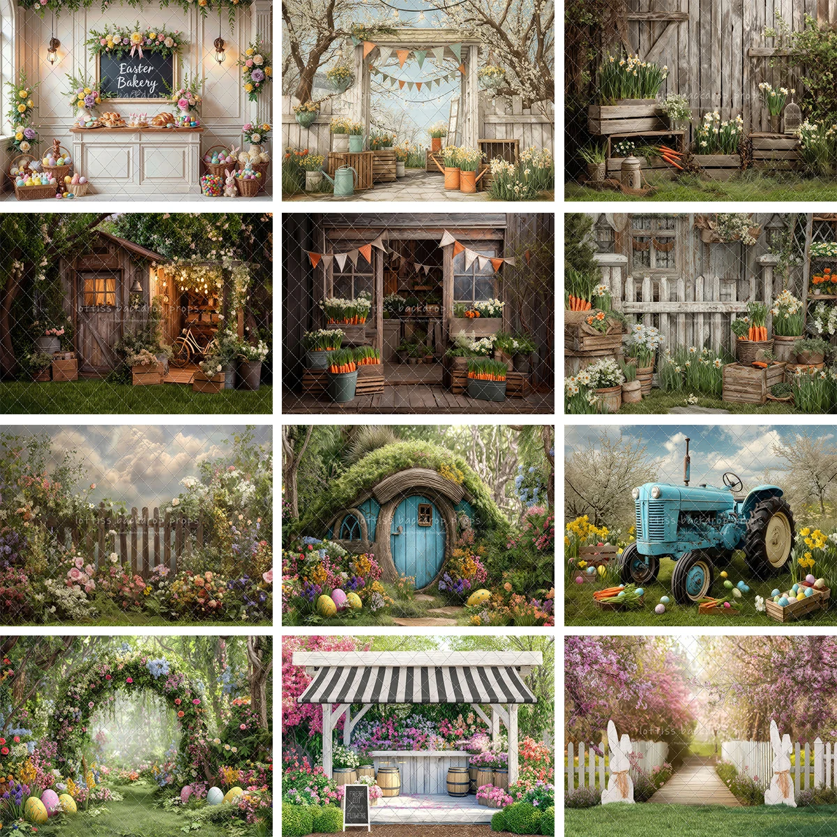 

Фон для фотосессий на Пасху с кроликами, для детских фотосессий, для фотосъемки на день рождения, для фотосессий с тортами, для весенних рынков, с морковью и грузовиками