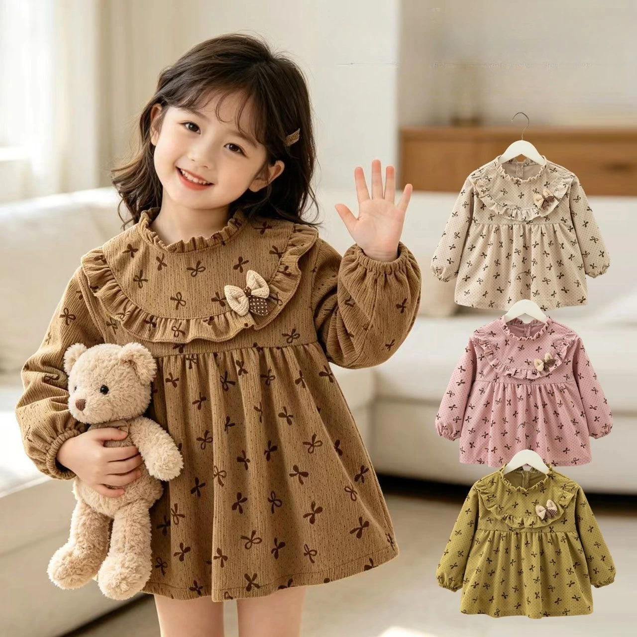 Kids Smock Princess Style Baby Feeding Bib Fall Winter Long Sleeve Waterproof Anti Dirty Apron Stylish Protective Clothing