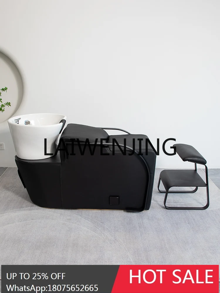 Barber Shop for Hair Salon Lying Half Shampoo Chair High-End Stainless Steel Ceramic Deep Basin Hair Punch Bed