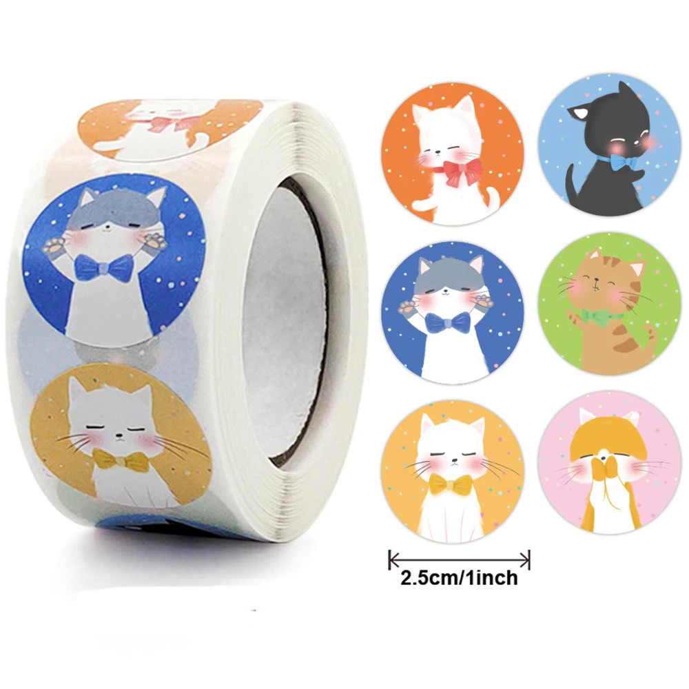 100-500pcs Cute Cartoon Animals Thank You Label Stickers For Gift Package Card Festival Party Wrapping Children Teaching 1inch