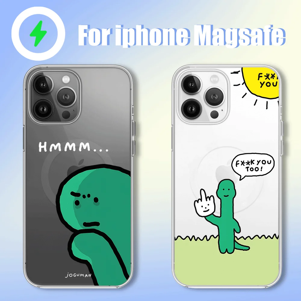 J-JOGUMAN Studio Dinosaur Cute Phone Case for iPhone 12 11 13 14 15 16 Max Pro Plus Magsafe Magnetic Wireless Cover