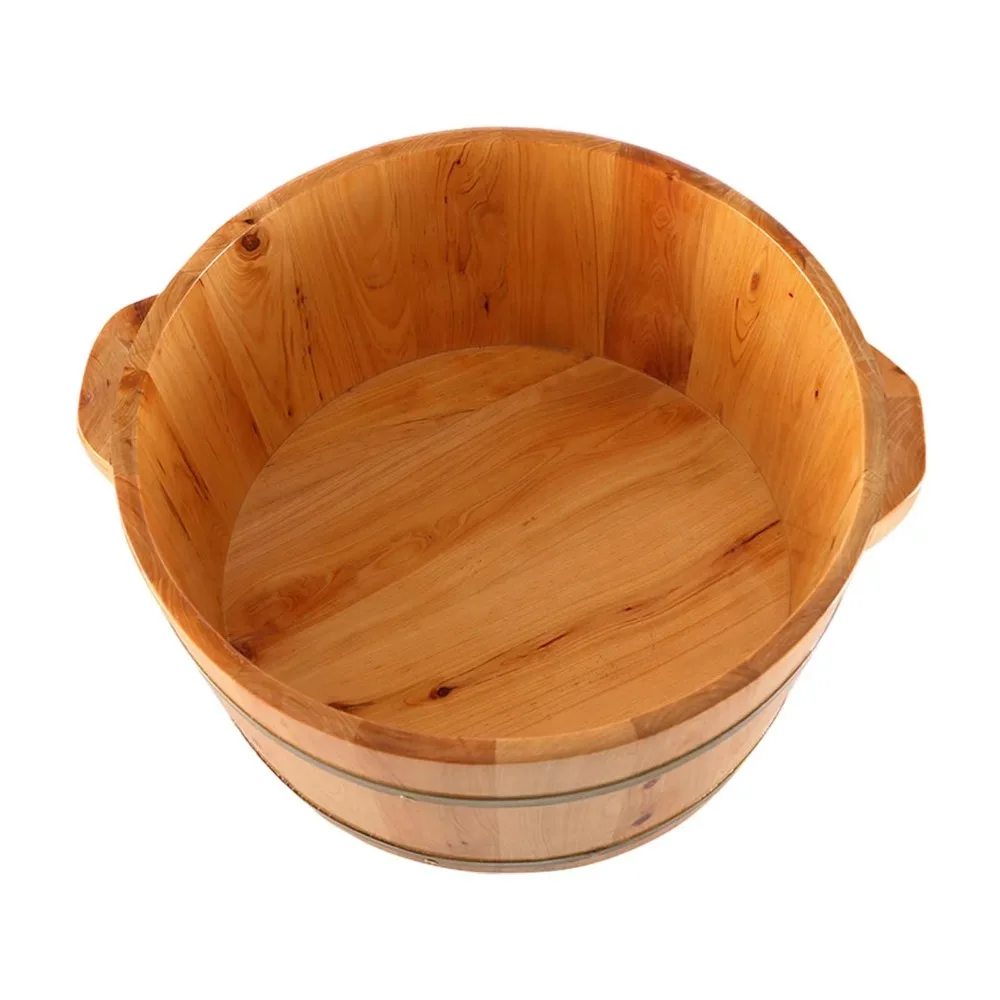 

Anti-Leak Wooden Foot Tub Large Double Handle Bucket for Soaking Feet Thermal Deep Foot Soaking Spa Bucket Household Supplies