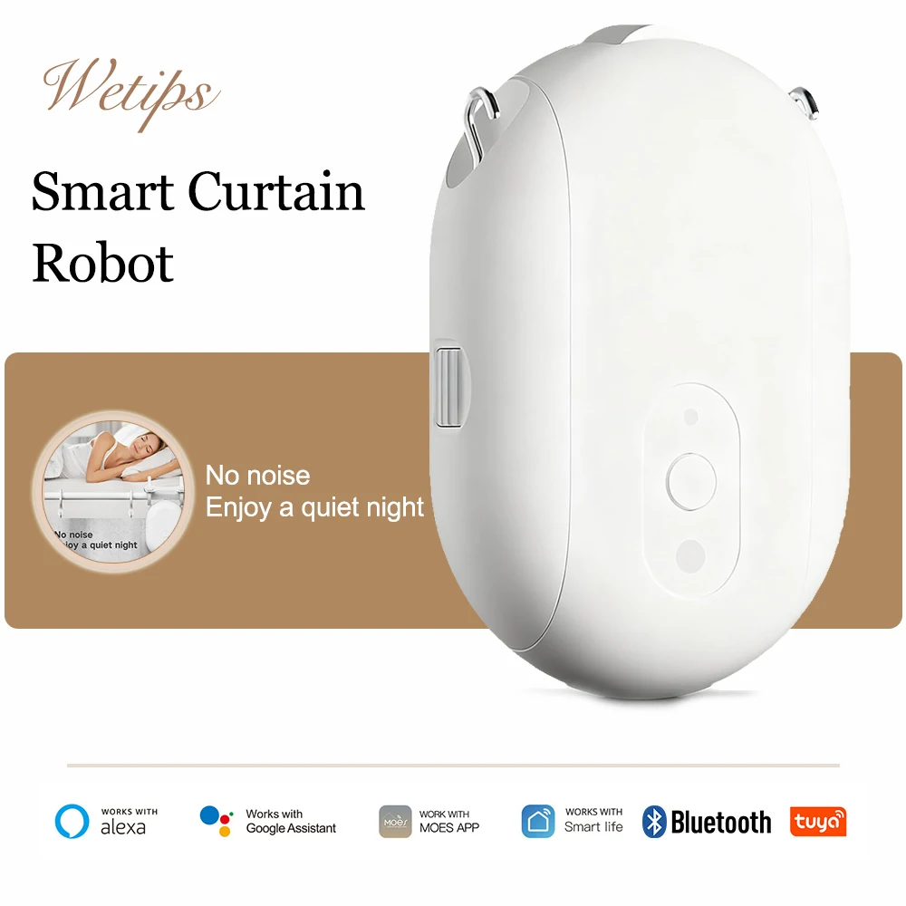 Tuya Zigbee Smart Curtain Robot, Opener & Closer for U/T Rails, App Voice Remote, Works with Alexa Google Home Smart Life