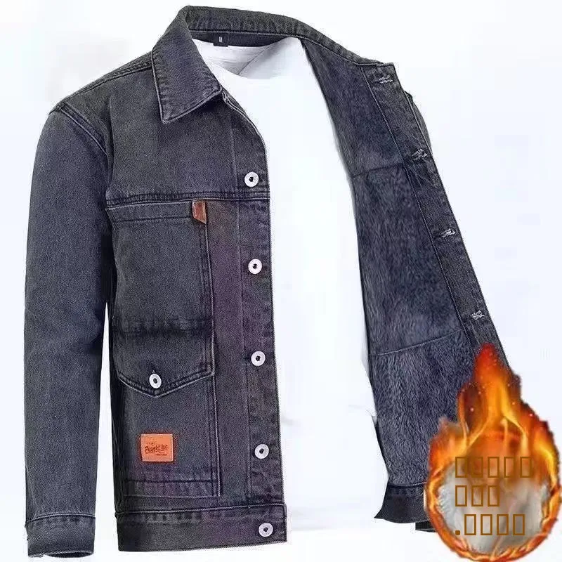 

Утепленная джинсовая куртка для мужчин, рабочая одежда, многокарманная, износостойкая, повседневная верхняя одежда, осенне-зимняя, теплая, с длинными рукавами