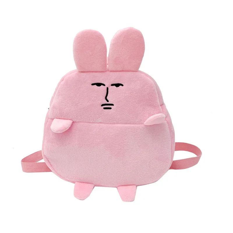 New Plush Backpack With Stunning Facial Expressions Pink Rabbit Backpack Large Capacity High School Student Backpack