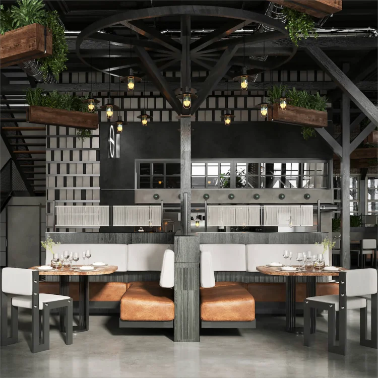 

Custom Designed Modern Cafe Shop Furniture Fancy Dining Chairs And Booth Sofa Sets For Restaurant