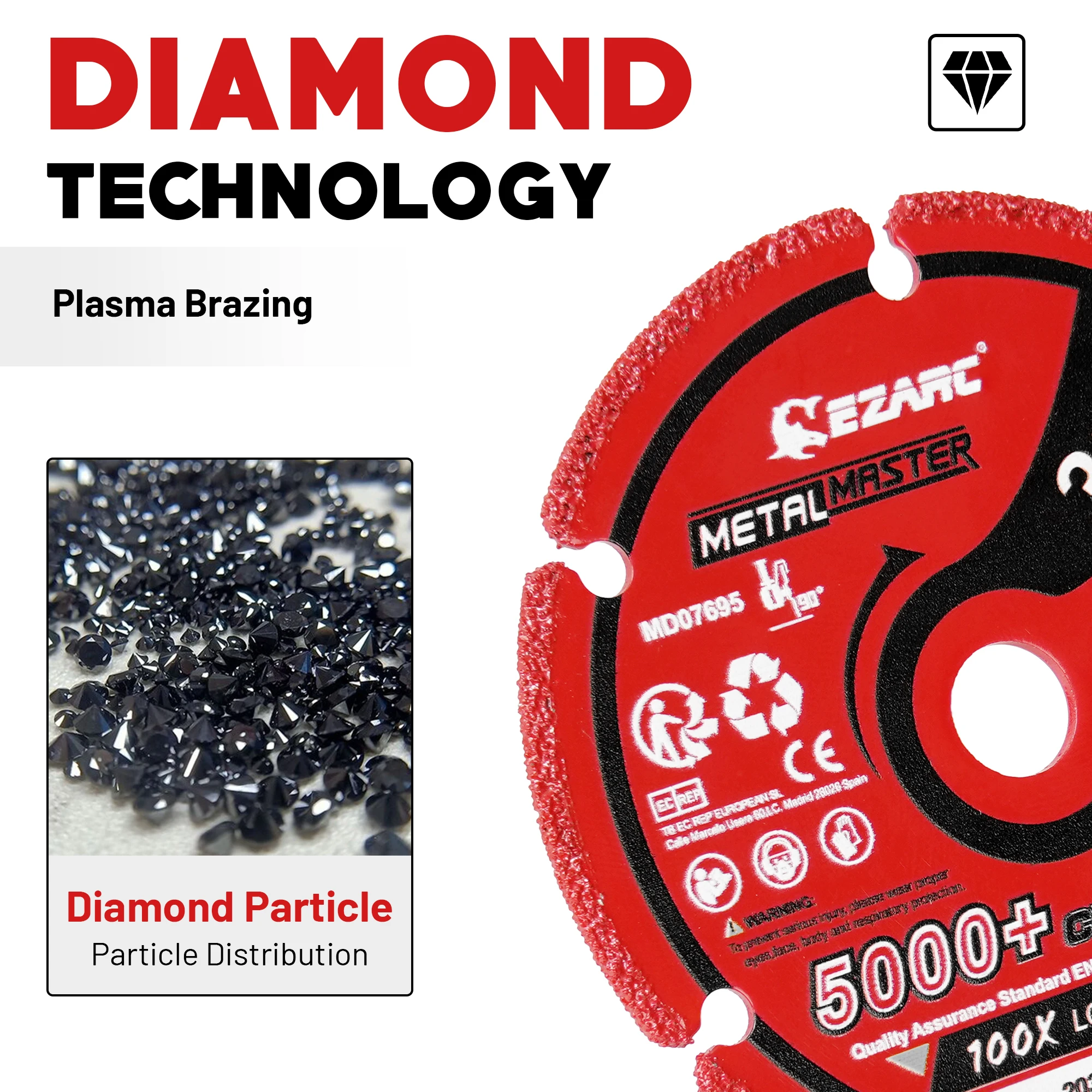 EZARC 76 x 9.5 mm Diamond Cutting Wheel for Metal, 1PC 3-Inch Cut Off Wheel with 5000+ Cuts on Rebar, Steel, Iron and INOX