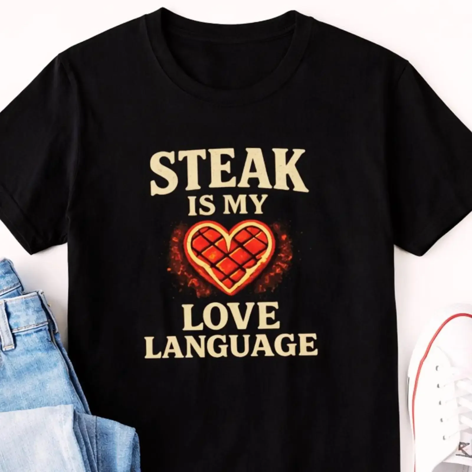 Steak Is My Love Language T Shirt Funny Meat Lover for Men BBQ Grill Dad Carnivore Husband Boyfriend Fathers Day vintage