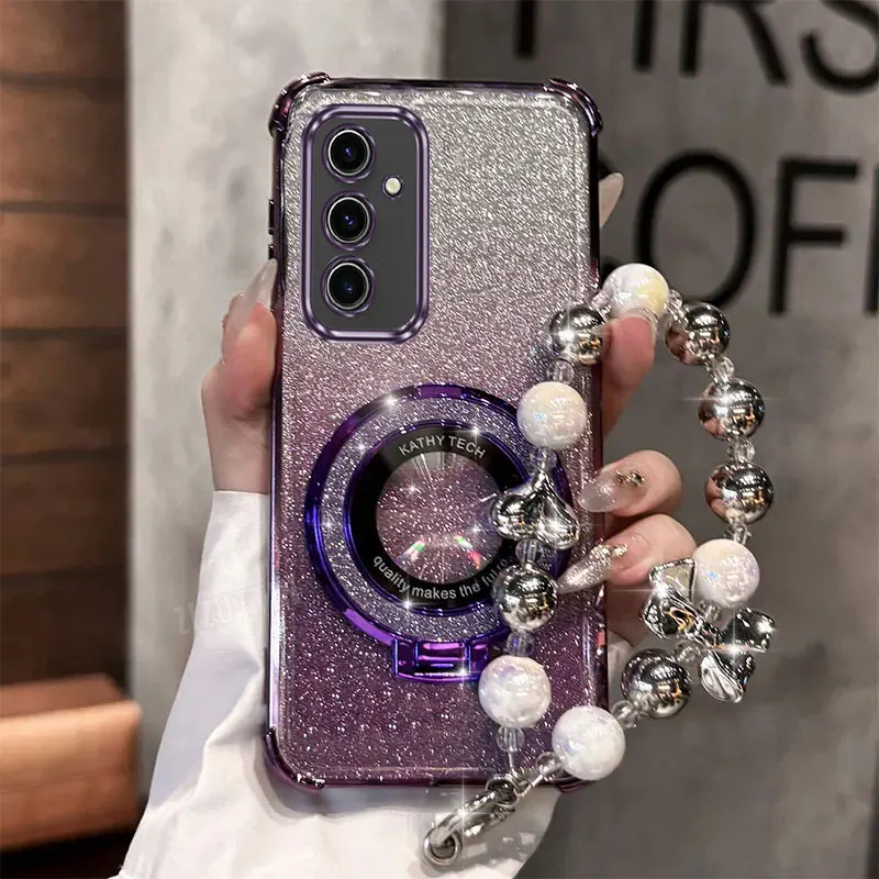 Pearl Strap Lanyard Glitter Lucky Ring Handyhalter Hülle für Samsung Galaxy S24 S20 S21 S22 S23 S25 FE Note 10 20 Plus + Ultra