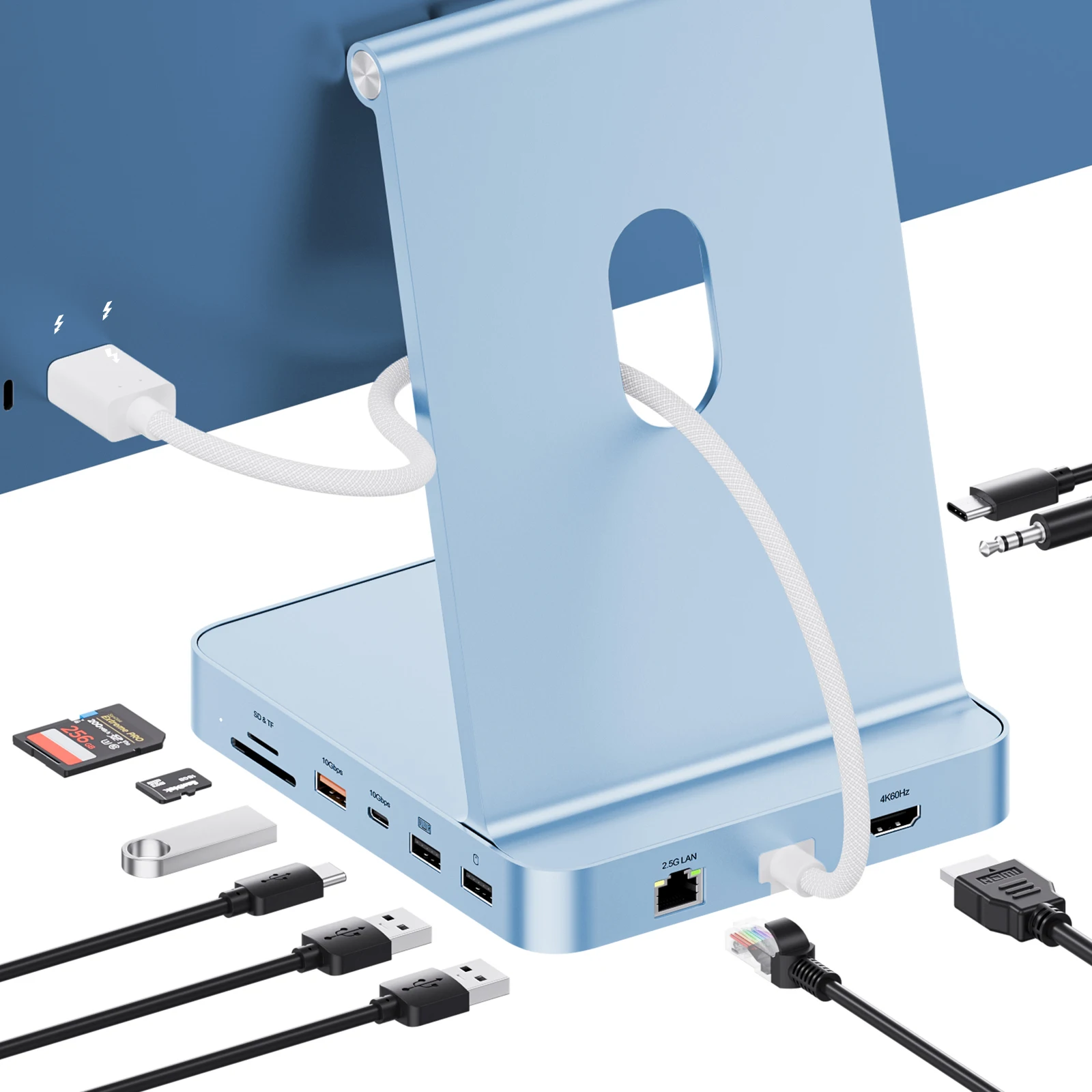PULWTOP Verbeterde 11-in-1 USB C-hub voor iMac 24 inch USB-hub M1 M3 M4, ondersteuning voor M.2 SSD, 4K HDMI, Ethernet, USB A/C 10 Gbps, SD/TF