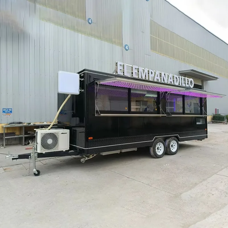 19ft Square Mobile Fast Food Trailer, Ice Cream Bakery Cooking Food Truck