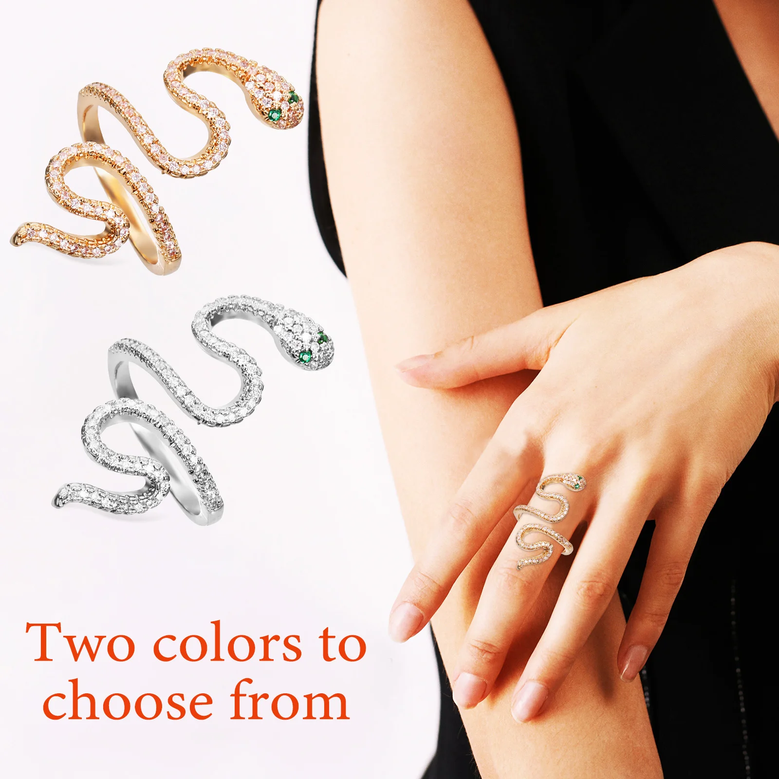 

2Pcs Snake Ring Set Durable Metal Bands Unique Design for Women Men Gothic Style Finger Jewelry Snake Ring Rings for Women Set