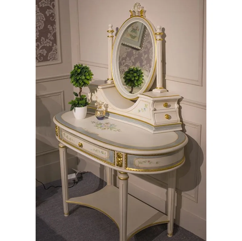European Bedroom Furniture Dresser French Romantic Painting Carving Sticker Dresser Furniture