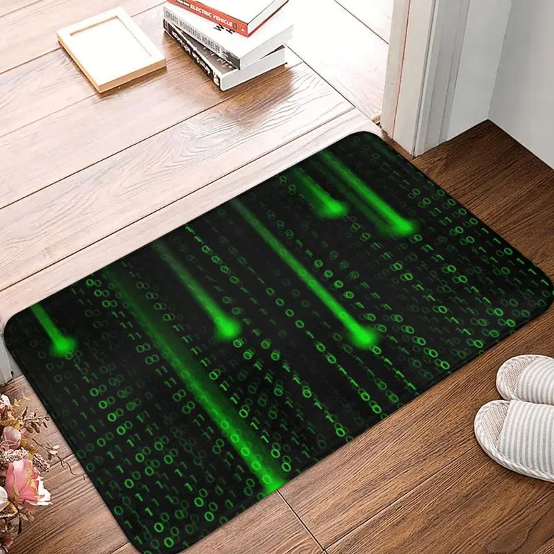 Custom Matrix Code Doormat Anti-Slip Entrance Kitchen Bath Floor Door Mats Programming Code Pattern Garage Carpet Rug