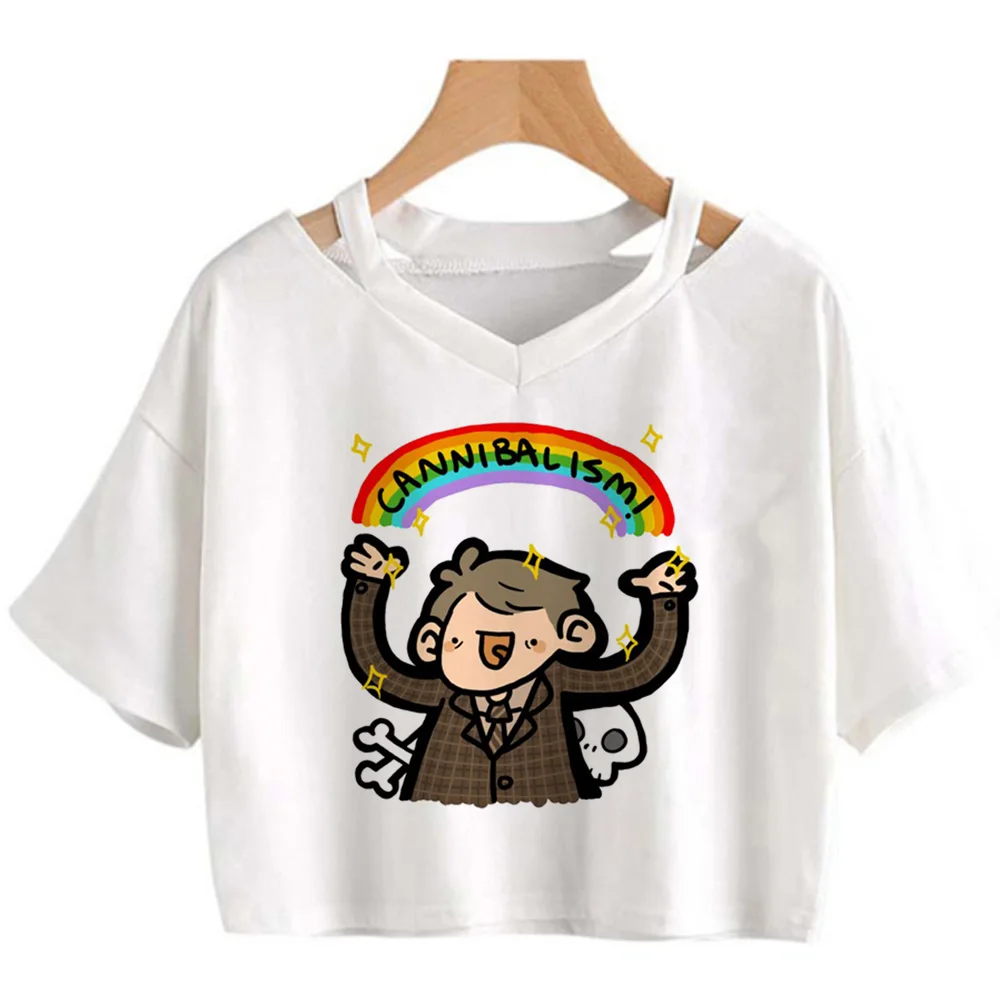 Hannibal gothic  trashy vintage crop top Woman vintage trashy korean fashion hippie t-shirts