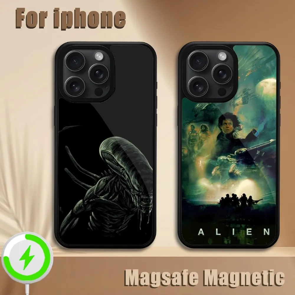 Alien Xenomorph  Phone Case For iPhone 11 12 13 14 15 Plus Pro Max Magsafe Magnetic Wireless Charging Cover