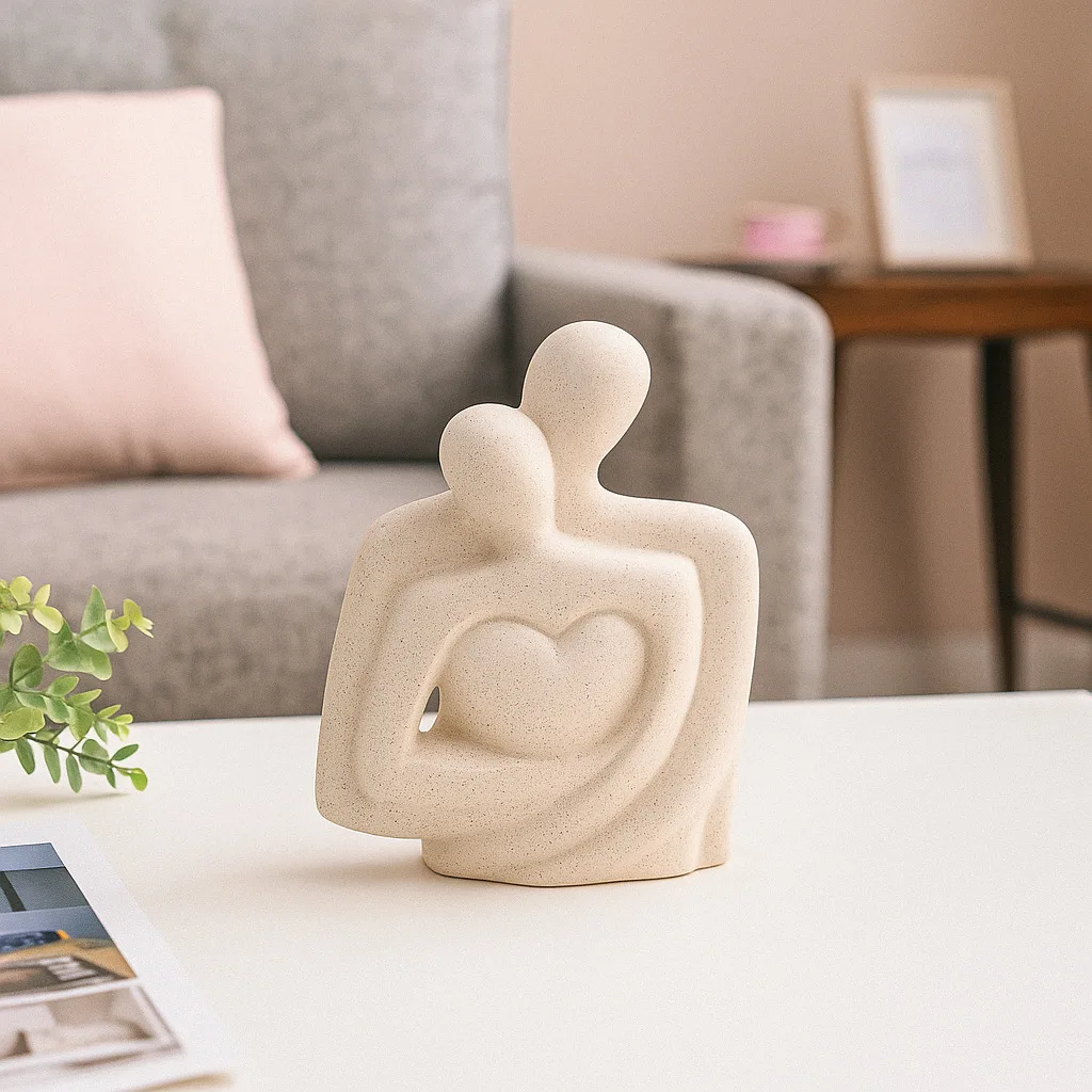 Home Decor Ceramic Couple Embrace Figurine Minimalist Light Luxury Sculpture Gift For Room Bedroom Soft Furnishing Ornament 4
