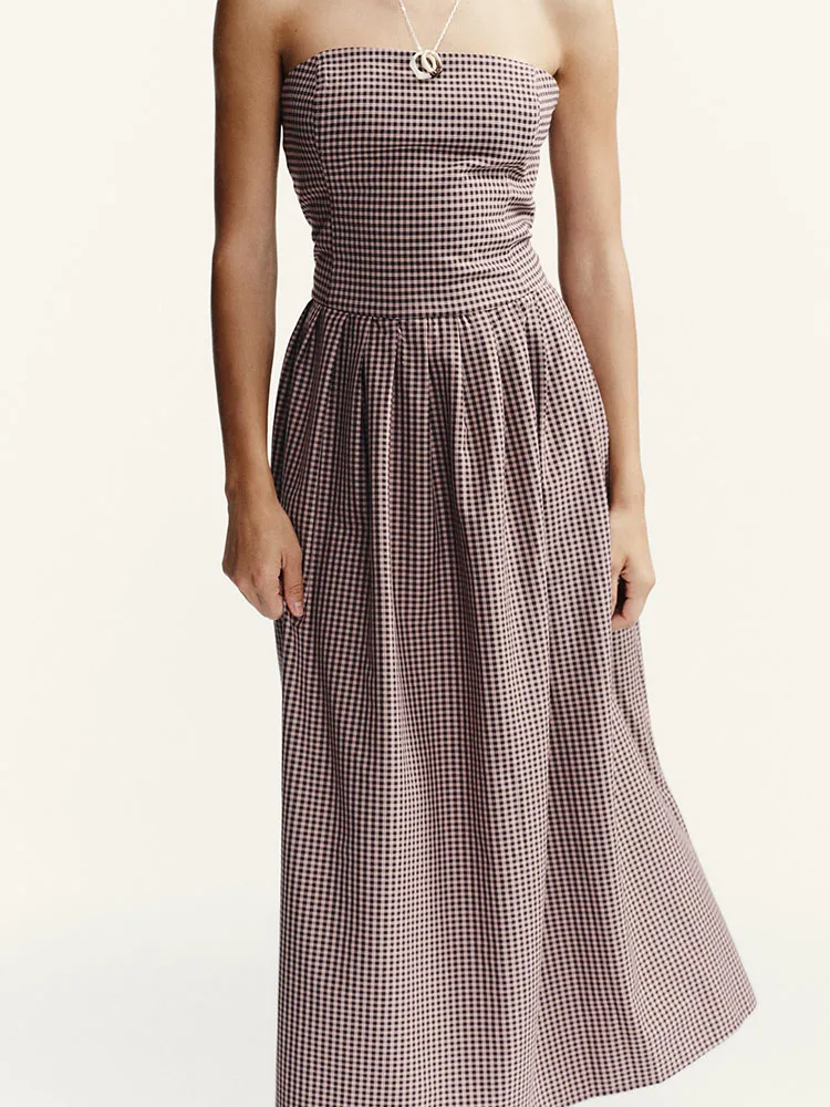 Nieuwe herfst Faion dames slim fit geruite tube Dr taille cinching Ele Miao etnische Sle Dr