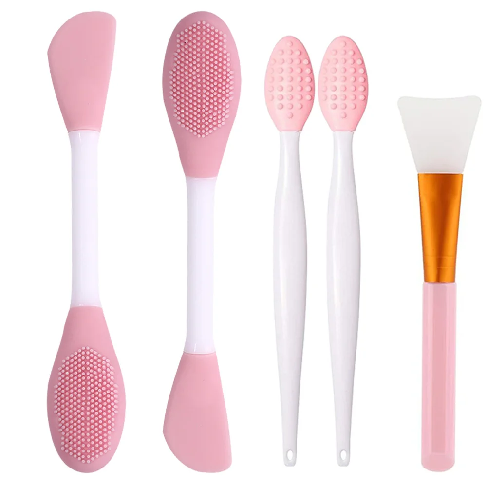 5PCS Face Silicone Cleaning Brushes Tool Set Double Headed Scrubber Brushes Facial Mask Applicator For Skin Care Beauty Tools