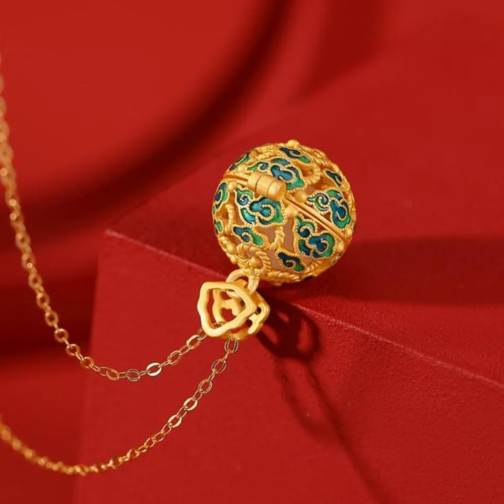 

Luxury Enamel Box Necklace Copper Pendant DIY Trinkets Accessories Hollow out Jewelry Findings Jewelry DIY Making Charms Girls