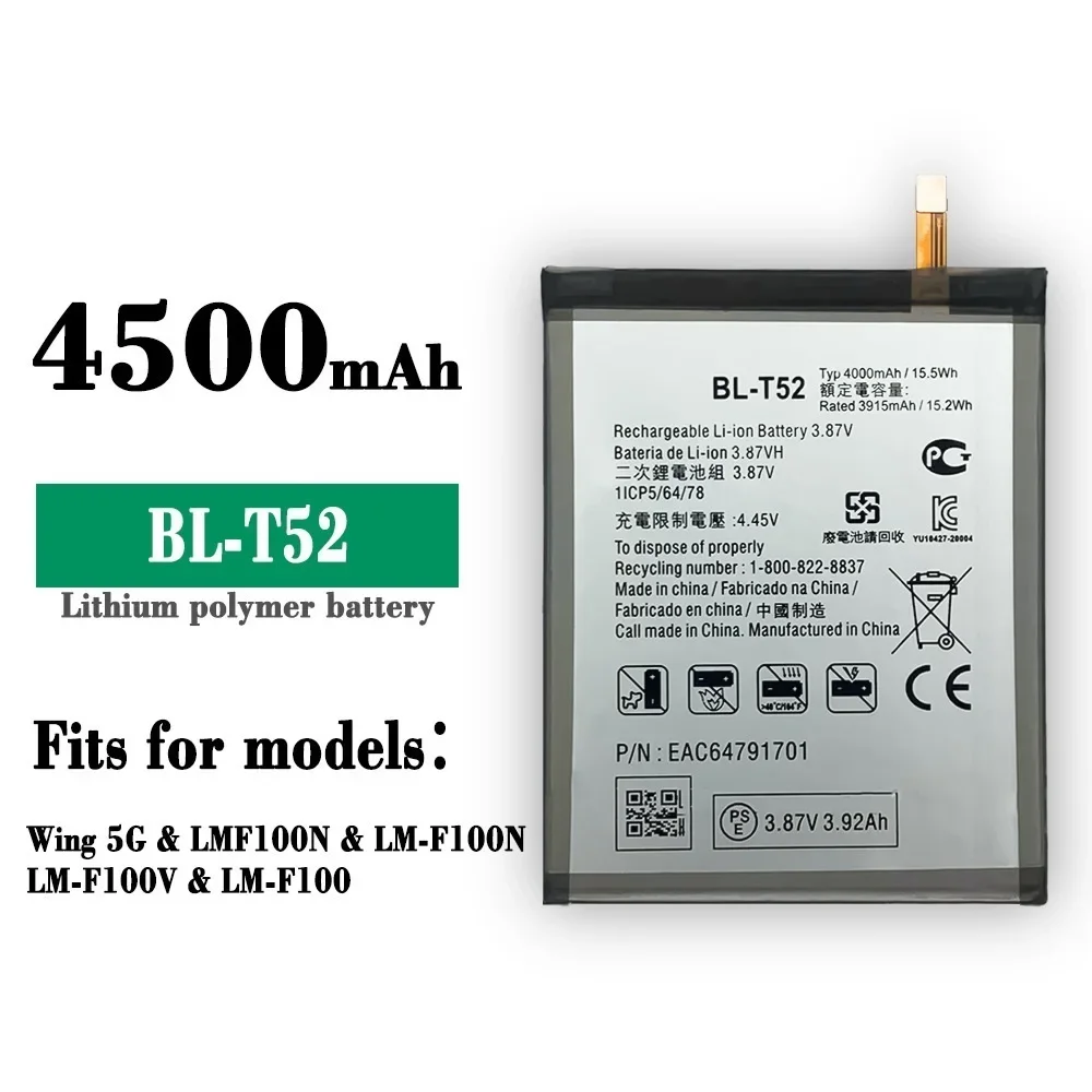 New  Spot 4000mAh BL-T52 Battery for LG WING 5G LMF100N LM-F100N LM-F100V LM-F100 Mobile Phone Batteries Bateria + TOOLS