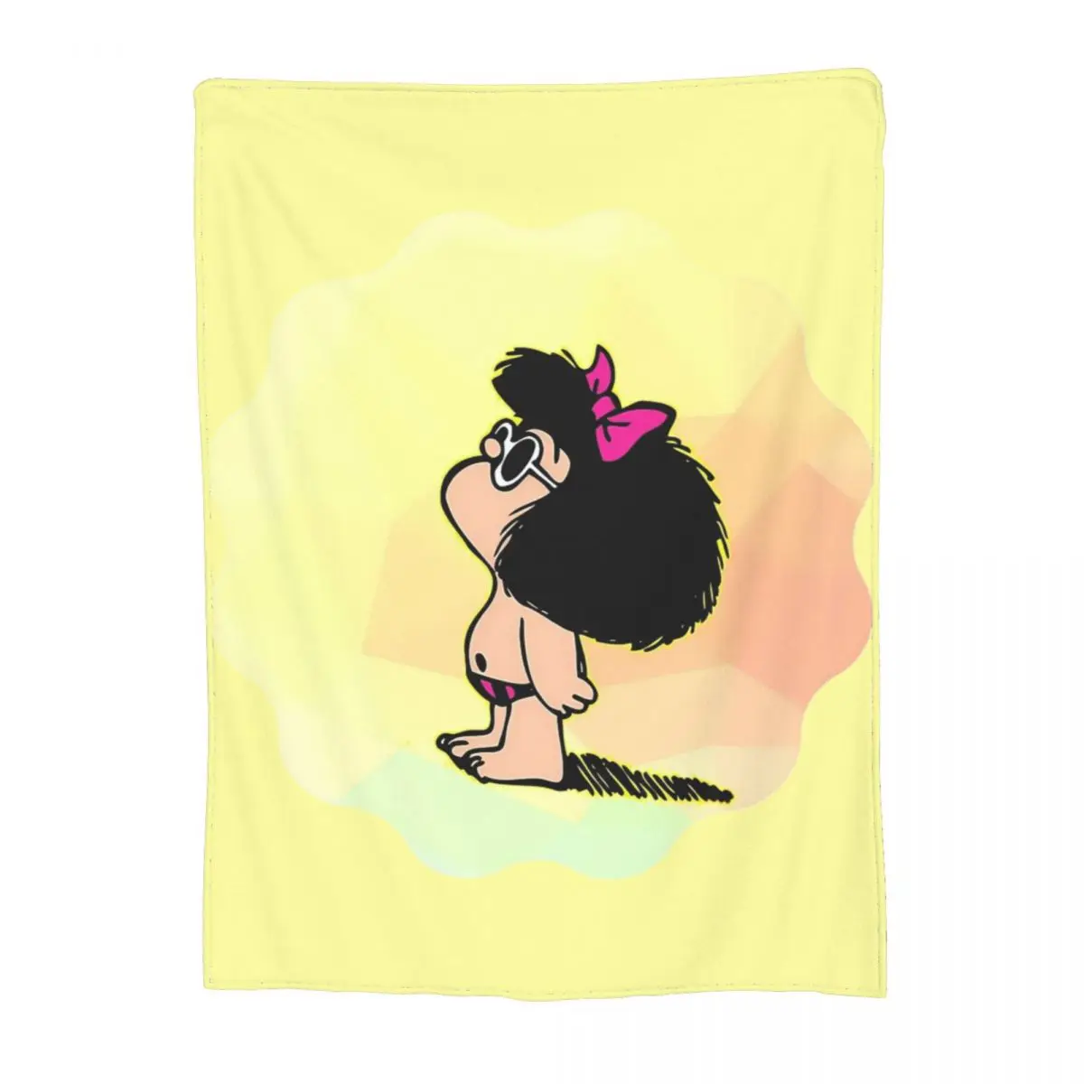 Cute Mafalda In Colours Scoop Blanket Flannel Sofa Throw Blanket Relax Super Warm for Travel Plush Thin Quilt