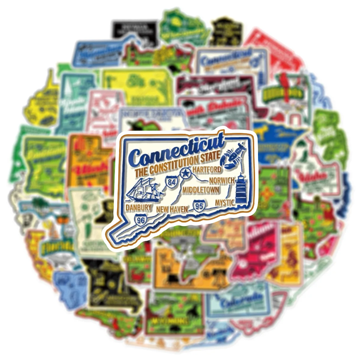 50 قطعة خريطة مدينة السفر في الولايات المتحدة لتقوم بها بنفسك ملصقات مقاومة للماء لسكرابوكينغ الهاتف الأمتعة سكيت الشارات الزخرفية