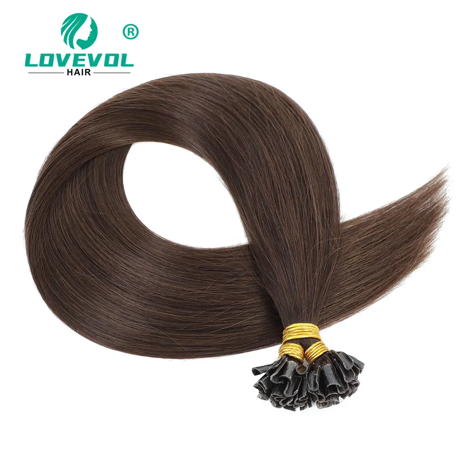 Queratina reta fusão do cabelo humano prego u ponta extensões de cabelo remy pré ligado extensões de cabelo humano 1.0 g/pçs 32 cores