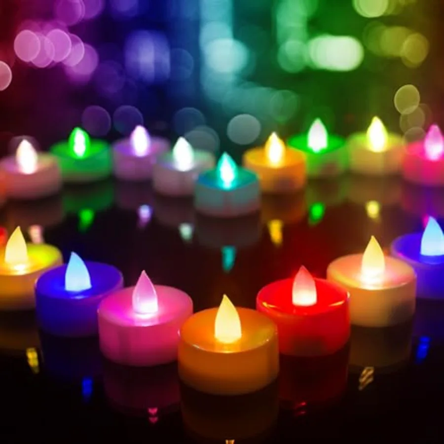 24Pack Color Changing LED Tea Lights,200+ Hours Life,White Body, Flameless Tealight Candles w/ Colorful Lights, Battery Operated
