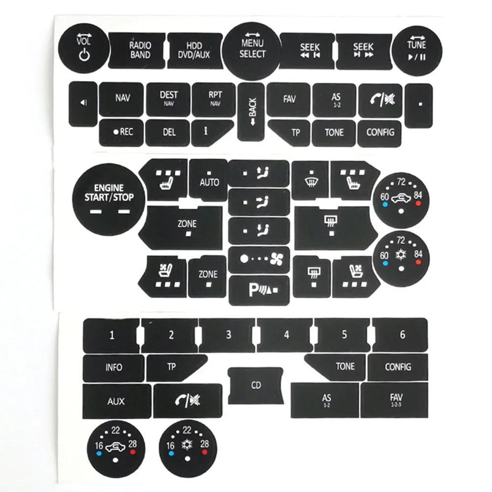 For SAAB 3rd Gen 9-5NG 9-4X Car Button Repair Decals Climate Control Radio Stickers Interior Accessories