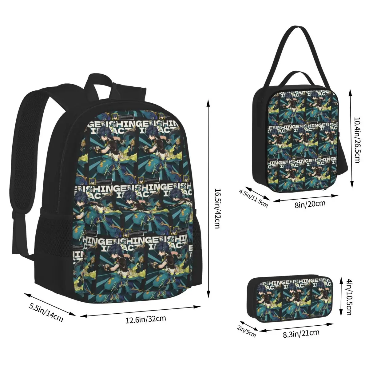 Kinich Sunblast Genshin Impact Backpacks Boys Girls Bookbag Children School Bags Kids Rucksack Lunch Bag Pen Bag Three-Piece Set