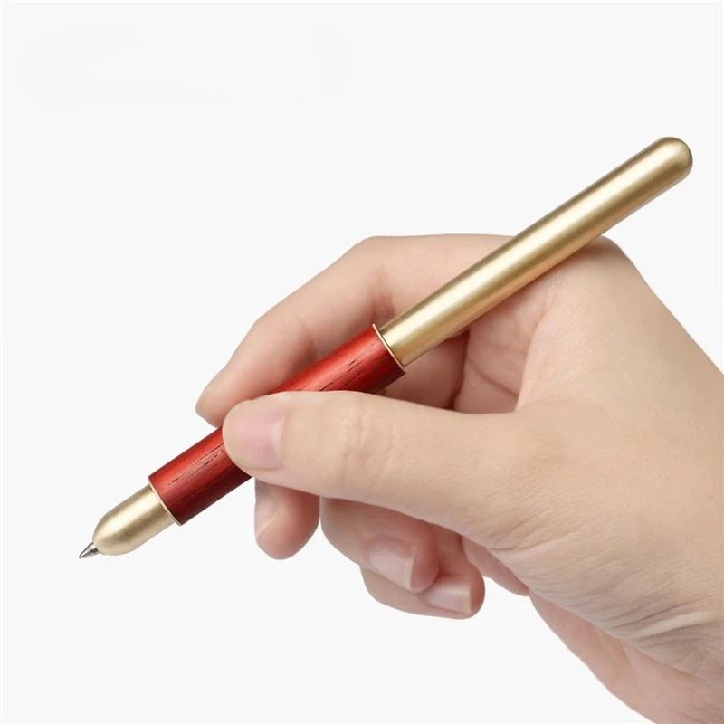 

Unexpected Design Solid Wood Ballpoint Pen Brass Signature Business High End Office Black 0.7 Gel Pen Stationery Office Writing