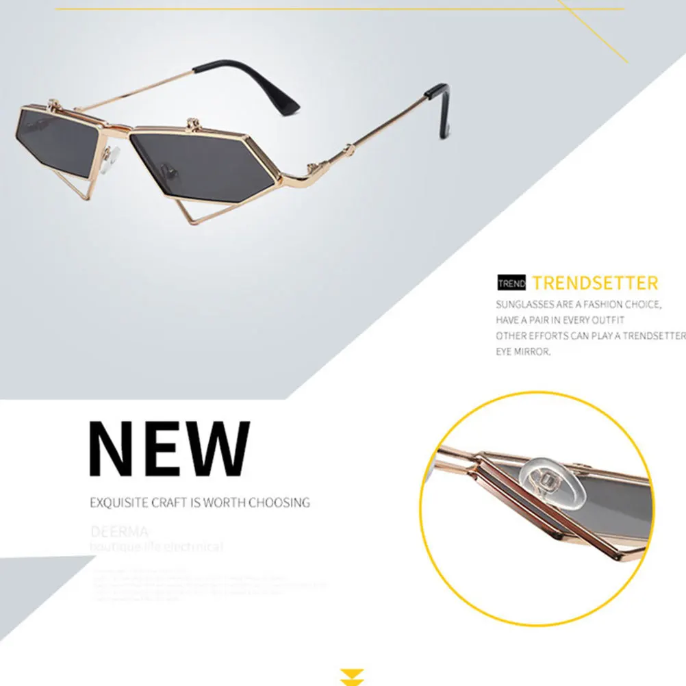 

Punk Golden Frame Cat Eye Design Lightweight Fashion Eyewear For Outdoor Party Wear Stylish Shades