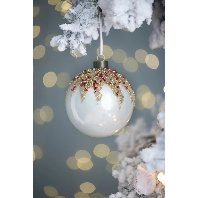 

D3.9" Glass Christmas Ornaments Set of 6 for Tree and Party Decor