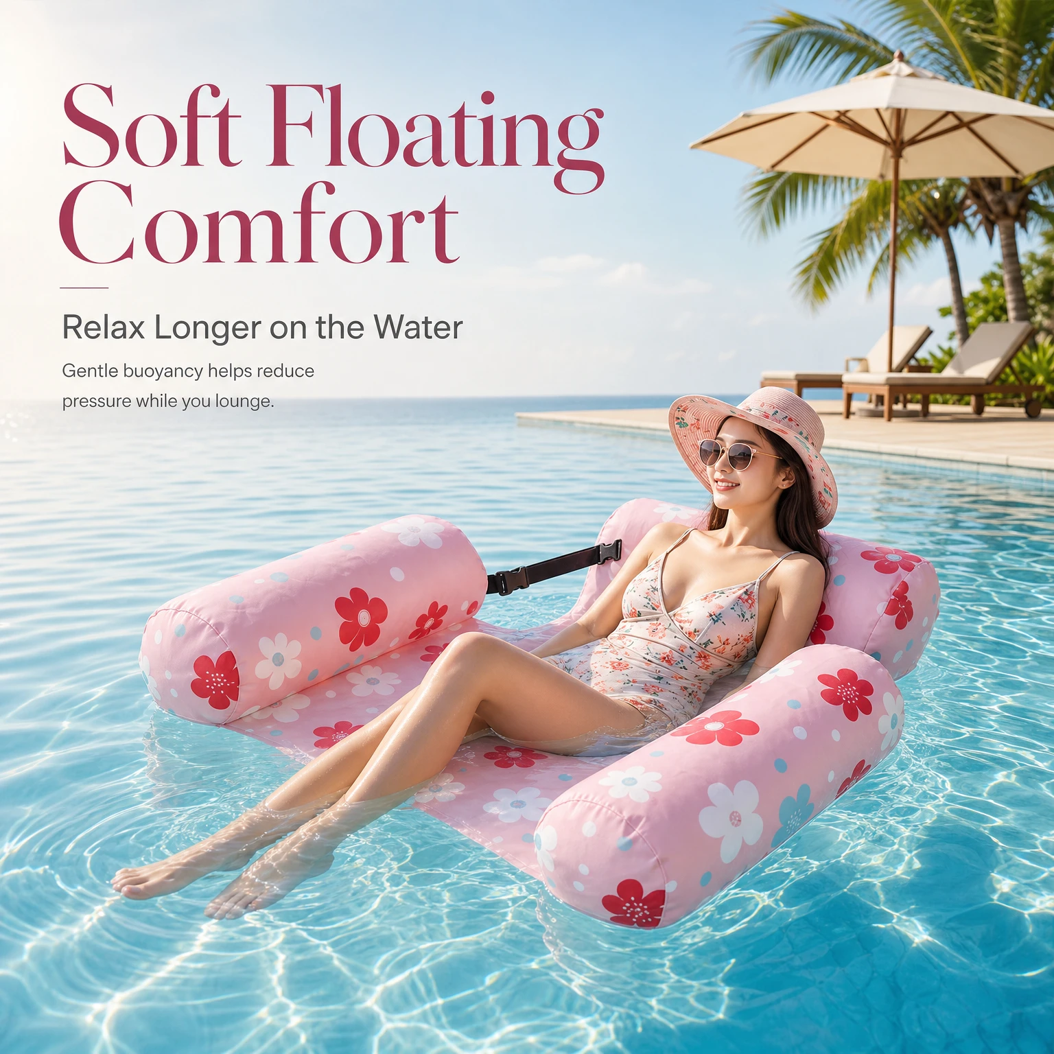Vintage Floral Splicing Adult Inflatable Water Lounger Thick Leakproof PVC Floating Chair Portable Pool Float For Swimming Lake
