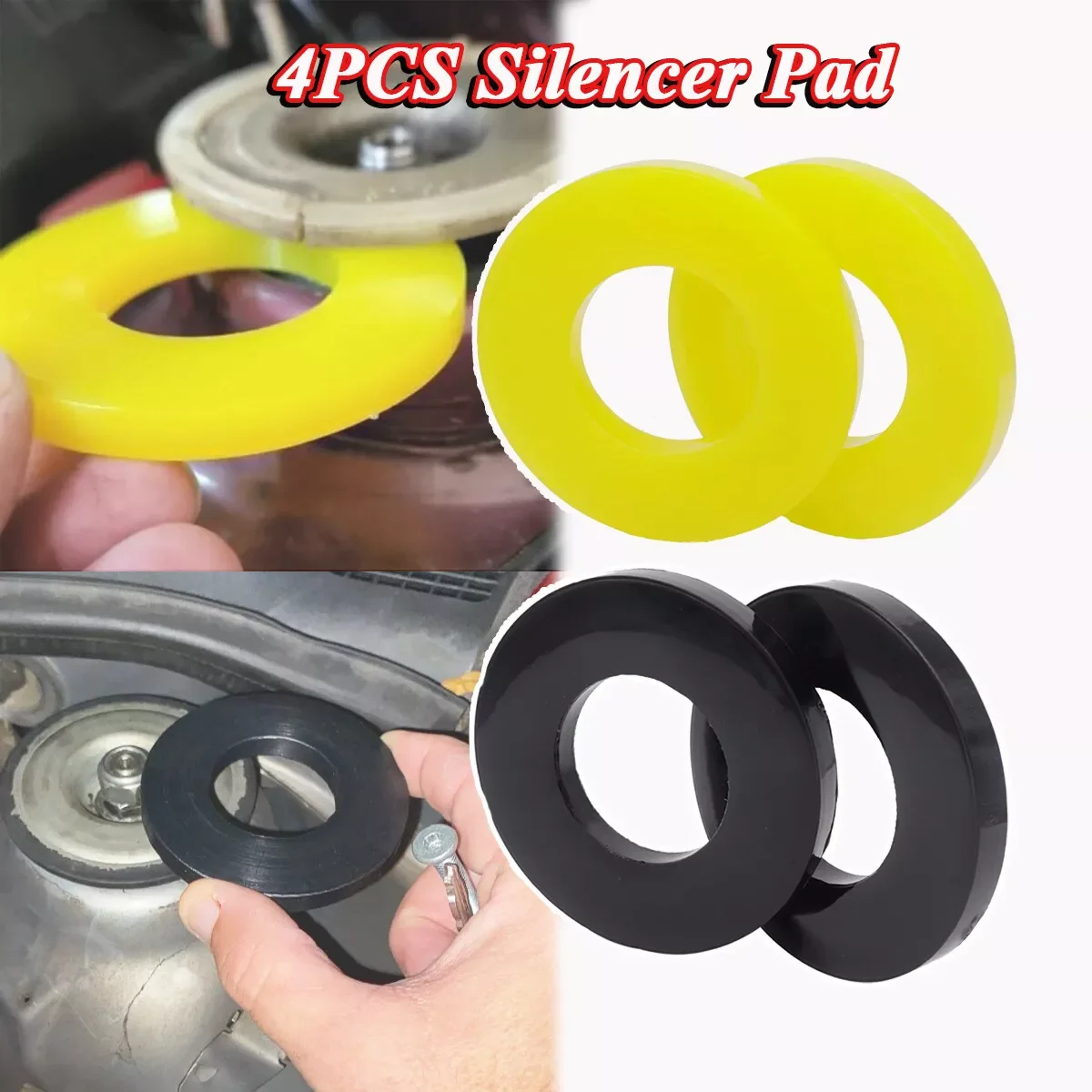 4X Silencer Pad Rubber Bushing Dampers Universal Front Strut Tower Mount Suspension Shock-Absorbing Bearing Washer Over Bumps