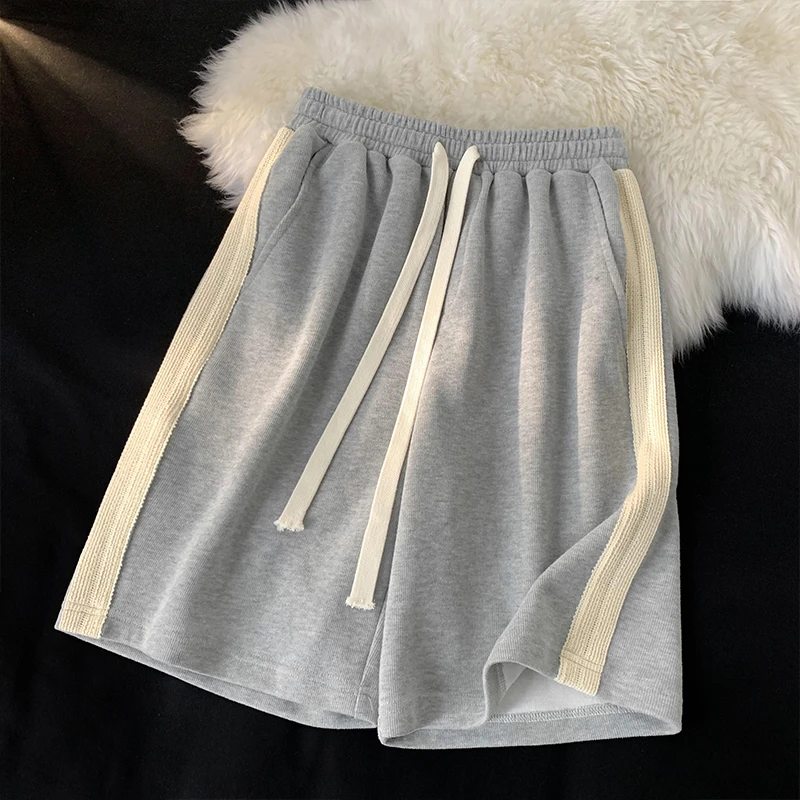 Casual pants women's summer 2023 thin new solid color high waist wide leg shorts sports pants