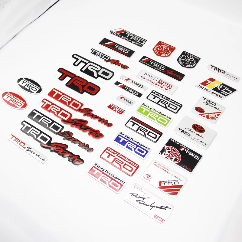 ثلاثية الأبعاد سيارة الألومنيوم ملصق شعار شارة الشارات اكسسوارات لتويوتا كورولا يارس Aygo بريوس CHR كامري أوريس أفينسيس كروزر TRD #6
