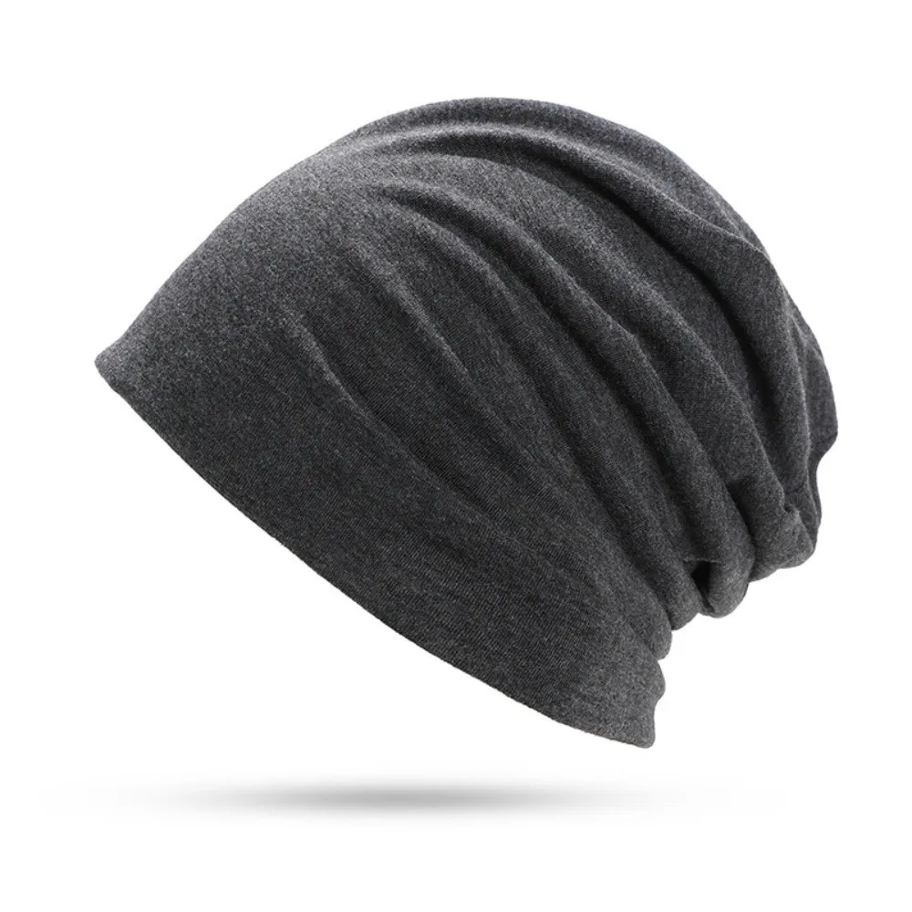 

New Solid Color Slouchy Beanie Soft Cotton Hip-Hop Knitted Bonnet Hat Elastic Breathable Running Cap Autumn Winter