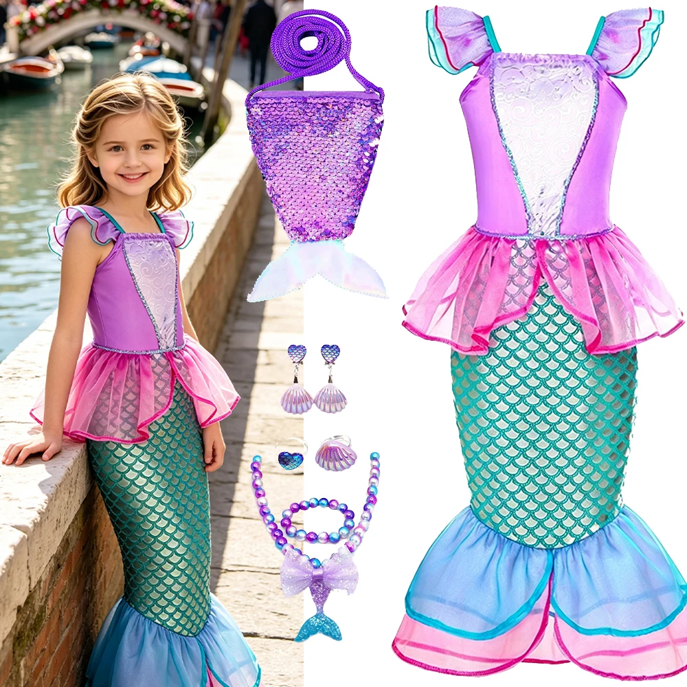 Mermaid Costumes For Girls Summer Dresses Birthday Halloween Gift