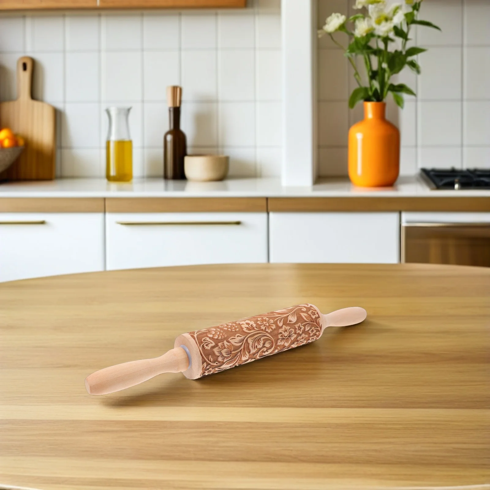 

Cookie Rolling Pin Clay Christmas French Pizza Dough Roller Embossed Pins Adjustable